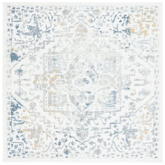SAFAVIEH Layla Jermaine Floral Area Rug, Ivory Grey/Blue, 6'7" x 6'7" Square