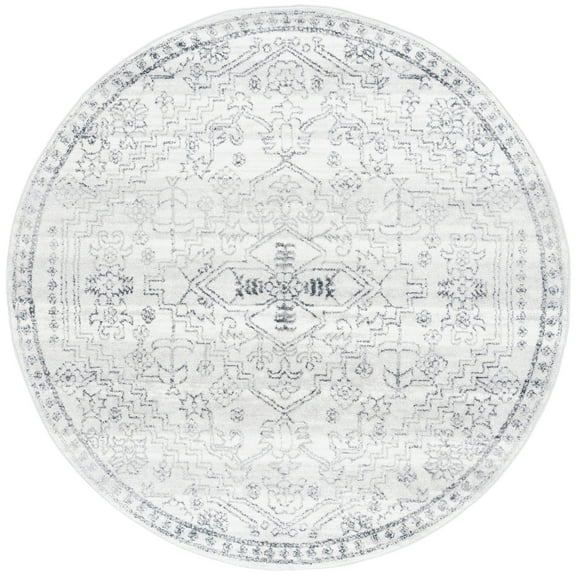 SAFAVIEH Layla Kenrick Oriental Area Rug, Ivory Grey/Charcoal, 6'7" x 6'7" Round