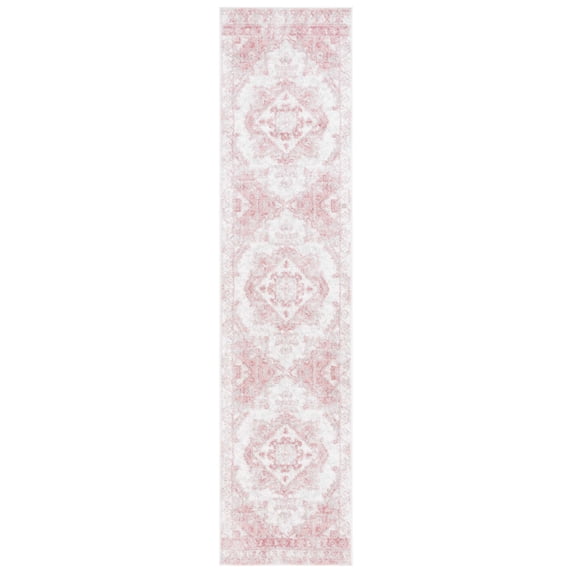 SAFAVIEH Layla Yorick Oriental Runner Rug, Ivory Grey/Pink, 2' x 13'