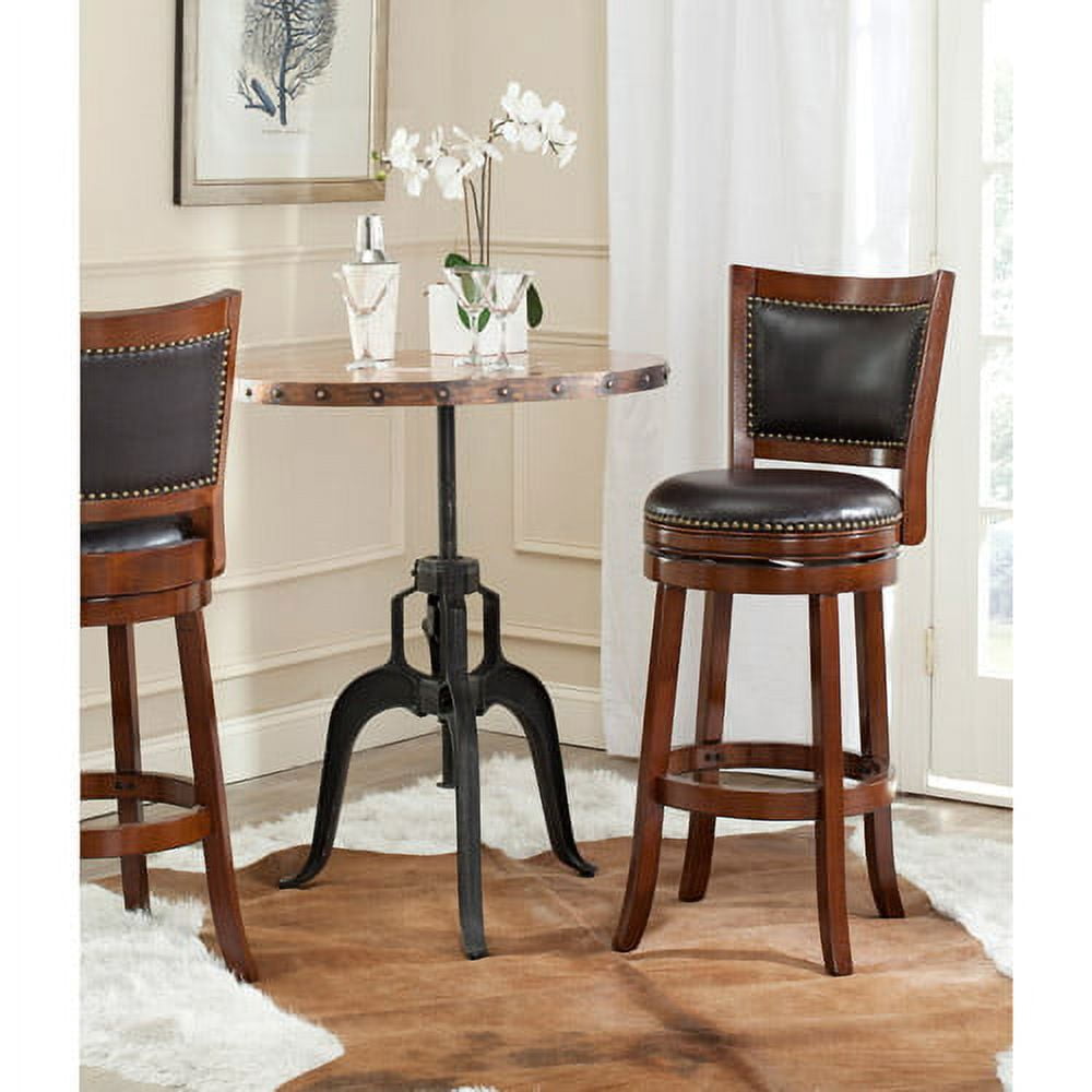 SAFAVIEH Lazzaro 43" Bicast Leather Barstool, Walnut
