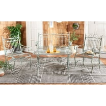 SAFAVIEH Leah Outdoor Patio 4 Piece Conversational Set, Antique Green