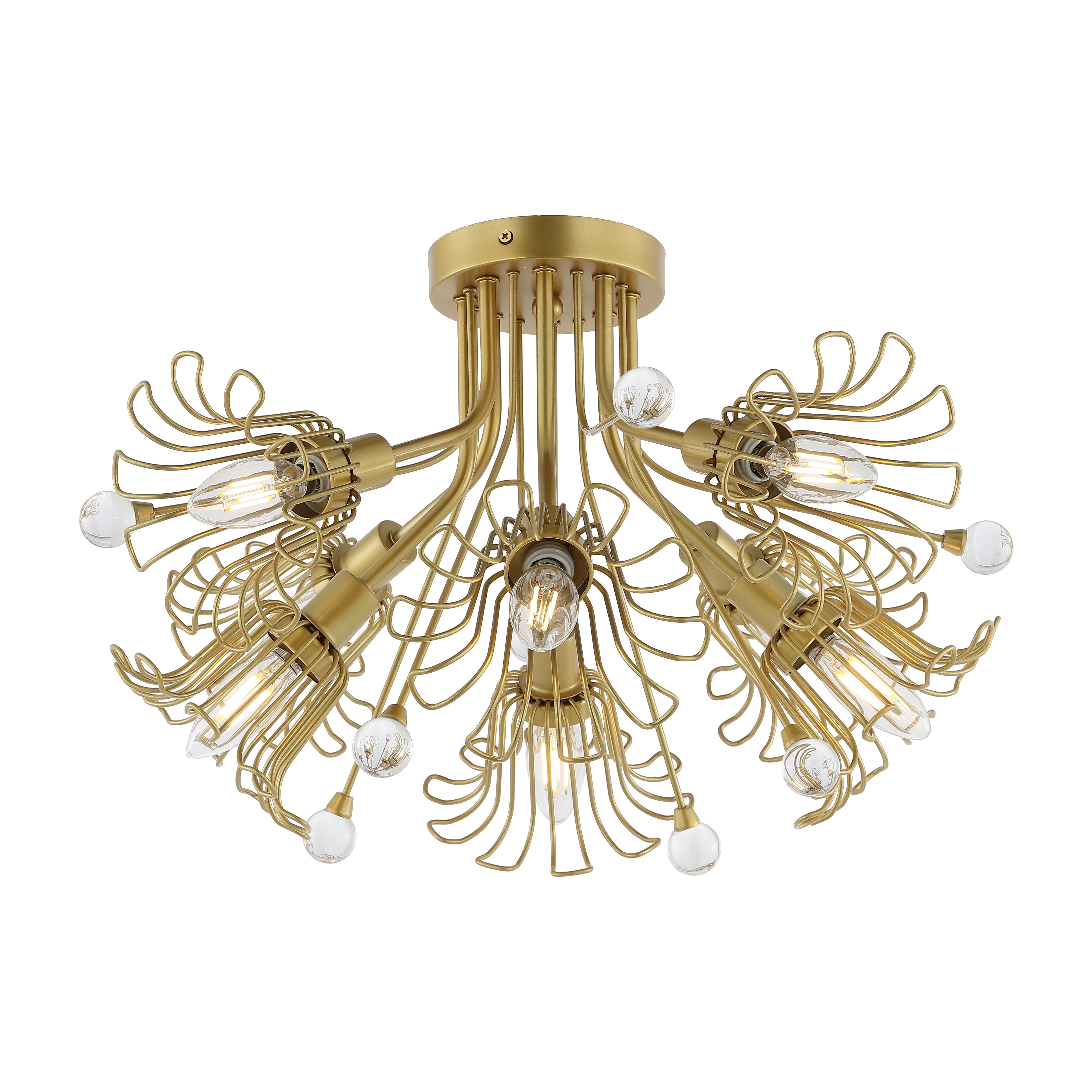 Leandra 19" Gold Brass 8-Light Flush Mount