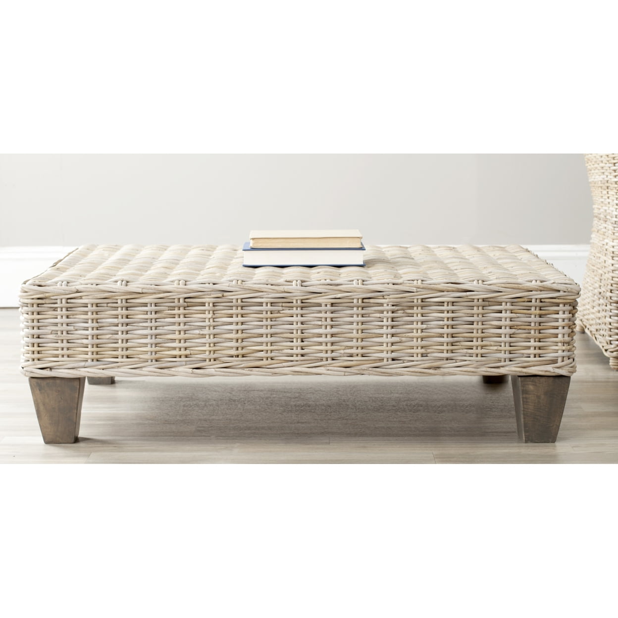Leary 40'' Transitional Natural Wicker and Mango Wood Bench