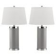 thumbnail image 1 of SAFAVIEH Leather 25 in. H Retro Column Table Lamp, Grey, Set of 2, 1 of 8