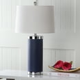 thumbnail image 1 of SAFAVIEH Leather 25 in. H Retro Column Table Lamp, Navy, Set of 2, 1 of 8