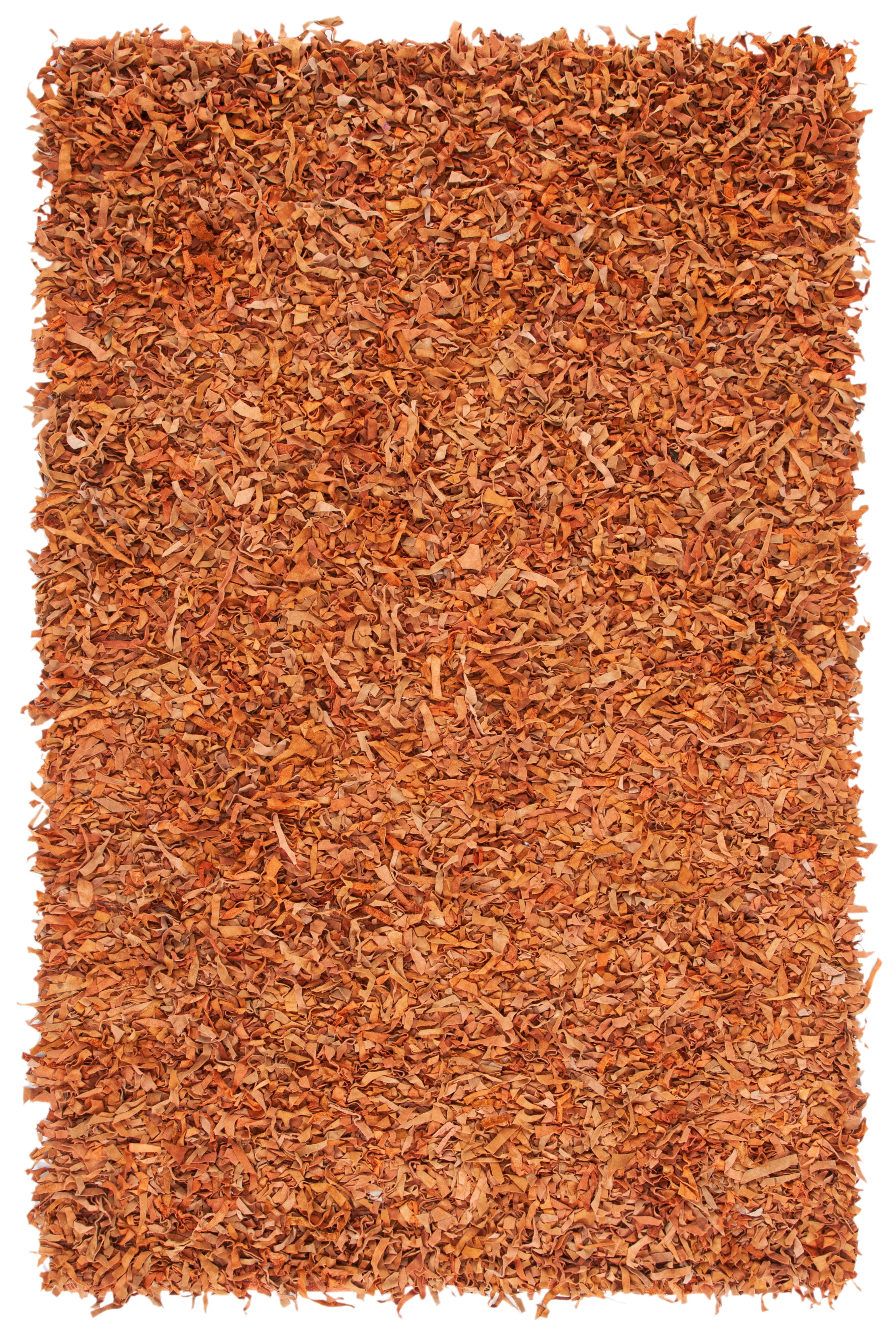 Hand-Knotted Orange Leather Shag Area Rug 4' x 6'