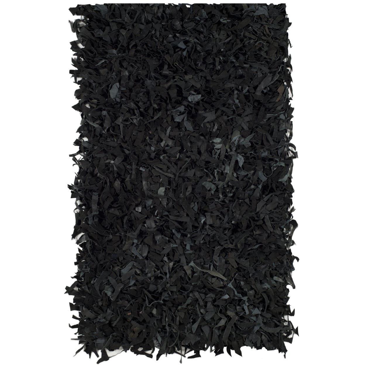 Shop Leather Rag Rug SAFAVIEH Leather Leather Solid Shag Area Rug, Black, 5' x 8' - Walmart.com