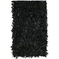 thumbnail image 1 of SAFAVIEH Leather Leather Solid Shag Area Rug, Black, 5' x 8', 1 of 9