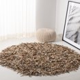 thumbnail image 1 of SAFAVIEH Leather Shag Dimitri Solid Area Rug, Beige, 5' x 5' Round, 1 of 6