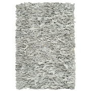 SAFAVIEH Leather Shag Dimitri Solid Area Rug, Grey/White, 2' x 3'