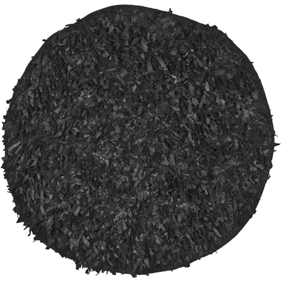 SAFAVIEH Leather Shag LSG511A Hand-knotted Black Rug
