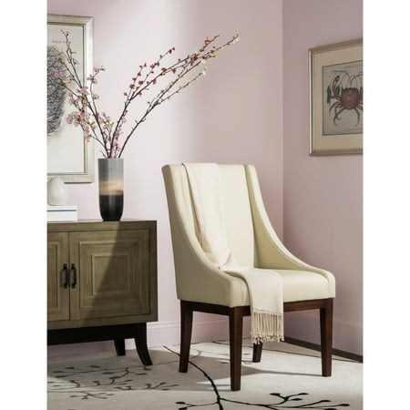 SAFAVIEH Leather Sloping Arm Chair Cream / Leather