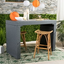 SAFAVIEH Leda Contemporary Rattan Bar Stool with Foot Rest, Honey Brown