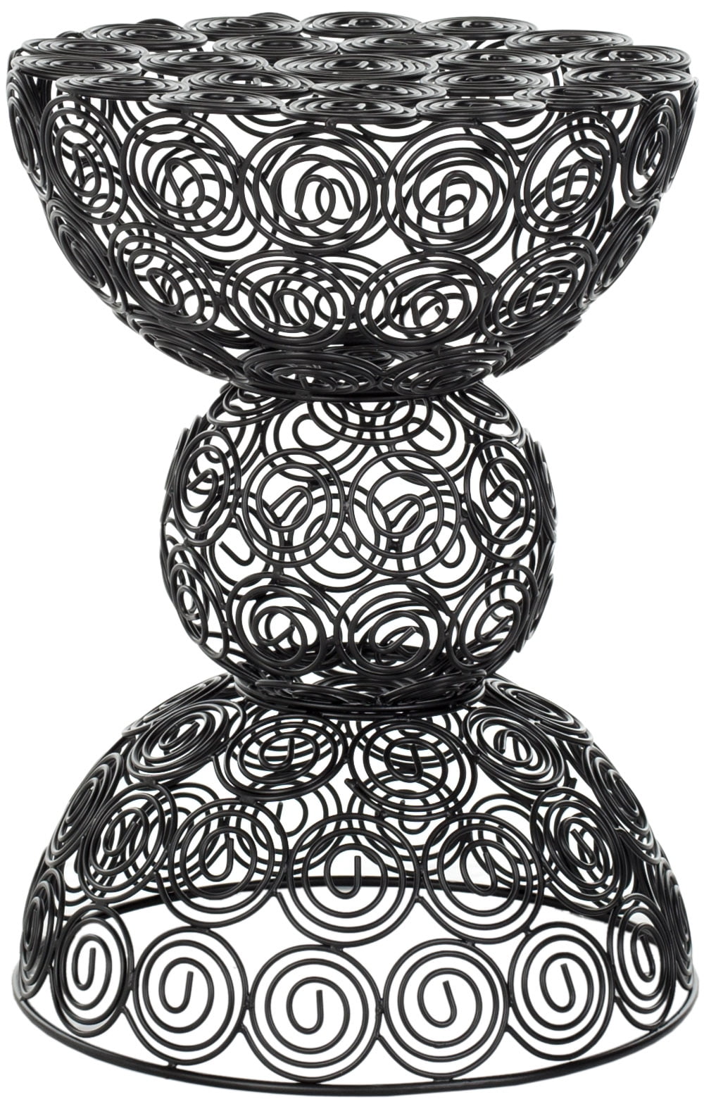 SAFAVIEH Leila 18.3 in. H Chic Polished Metal Iron Wire Stool, Black