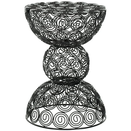 SAFAVIEH Leila 18.3 in. H Chic Polished Metal Iron Wire Stool, Black