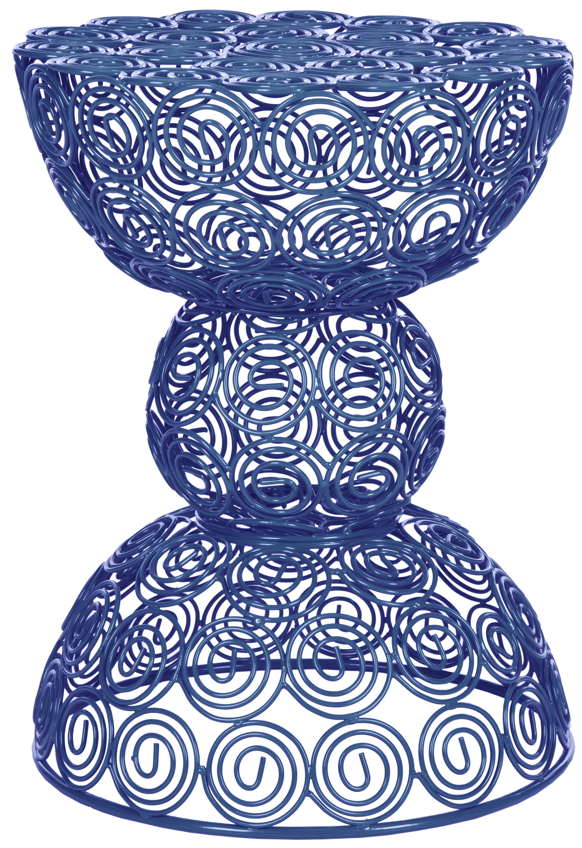 SAFAVIEH Leila Solid Iron Wire Round Stool Table, Dark Blue