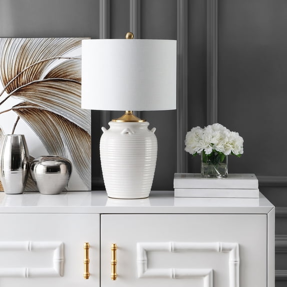 SAFAVIEH Lener 24 in. H Rustic Modern Table Lamp, Ivory