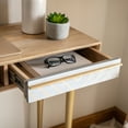 thumbnail image 1 of SAFAVIEH Leni Mid-Century Retro Desk w/Drawer, Natural/Cement/Brass, 1 of 10