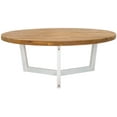 thumbnail image 1 of Safavieh Leo Outdoor Patio 3 Leg Round Coffee Table, Natural, White, 1 of 10