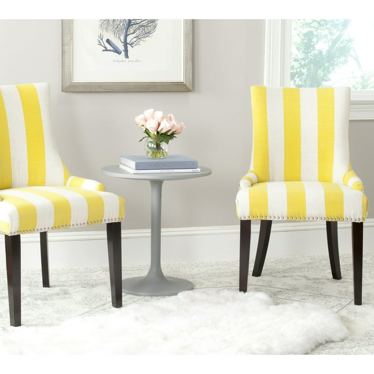 SAFAVIEH Lester 19 H Awning Stripes Dining Chair Set of 2 Yellow White