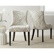 SAFAVIEH Lester 19" H Contemporary Glam Dining Chair, Grey Zebra/Espresso, Set of 2