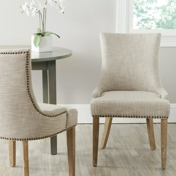 SAFAVIEH Lester 19''H Dining Chair Set of 2 Brass Nail Head Grey