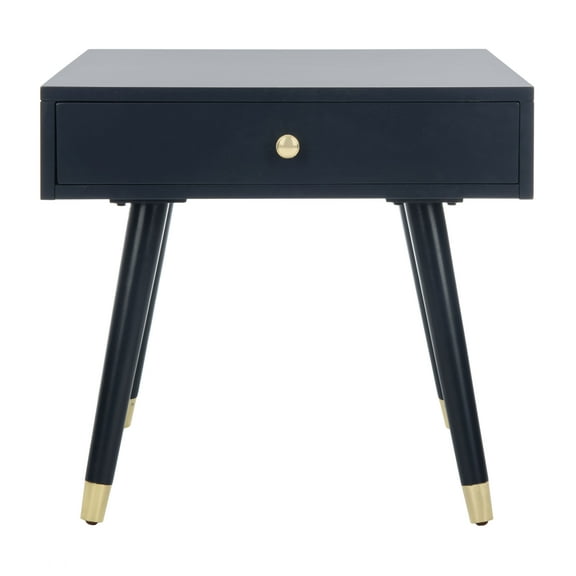 SAFAVIEH Levinson 1-Drawer Rustic Gold Cap End Table, Navy
