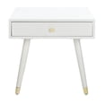 thumbnail image 1 of SAFAVIEH Levinson 1-Drawer Rustic Gold Cap End Table, White, 1 of 11