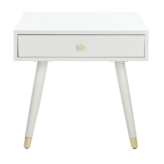 SAFAVIEH Levinson 1-Drawer Rustic Gold Cap End Table, White