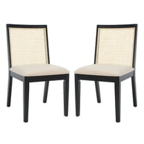 SAFAVIEH Levy Coastal Polyester Solid Dining Side Chair, Black/Beige/Natural (Set of 2)
