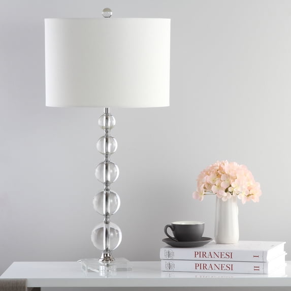 SAFAVIEH Liam 29 in. H Stacked Crystal Ball Table Lamp, Clear, Set of 2