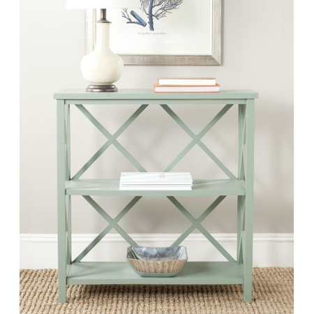 SAFAVIEH Liam Duo X-Back 2 Tier Open Bookcase, Dusty Green