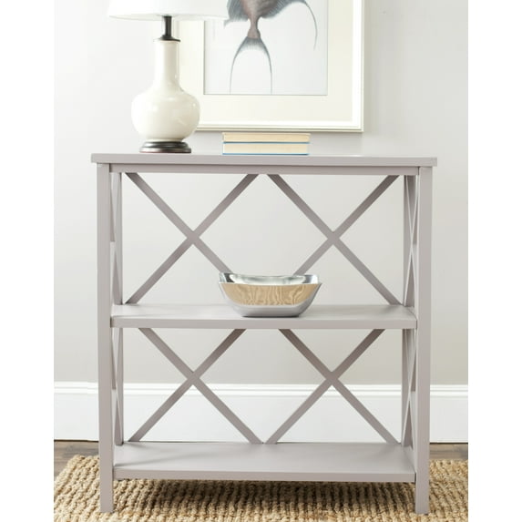 SAFAVIEH Liam Duo X-Back 2 Tier Open Bookcase, Quartz Grey