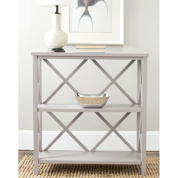 SAFAVIEH Liam Duo X-Back 2 Tier Open Bookcase, Quartz Grey