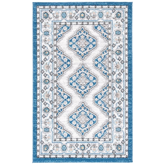 SAFAVIEH Liberty Briar Oriental Polyester Area Rug, Dark Blue/Ivory, 4' x 6'