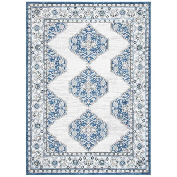 SAFAVIEH Liberty Briar Oriental Polyester Area Rug, Dark Blue/Ivory, 8' x 10'