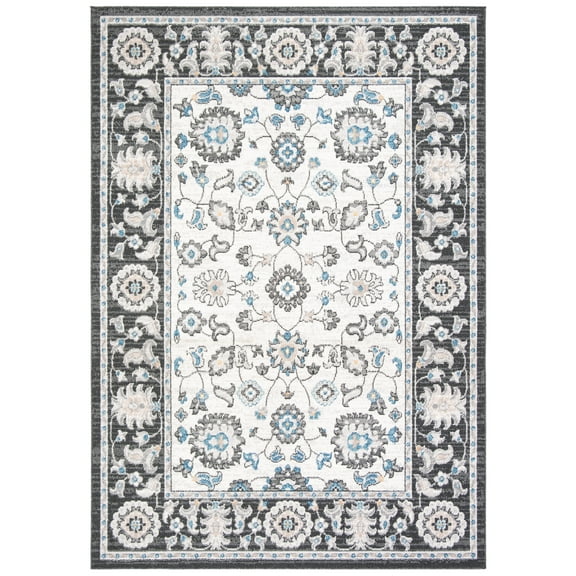 SAFAVIEH Liberty Deborah Oriental Polyester Area Rug, Dark Grey/Ivory, 5'3" x 7'7"
