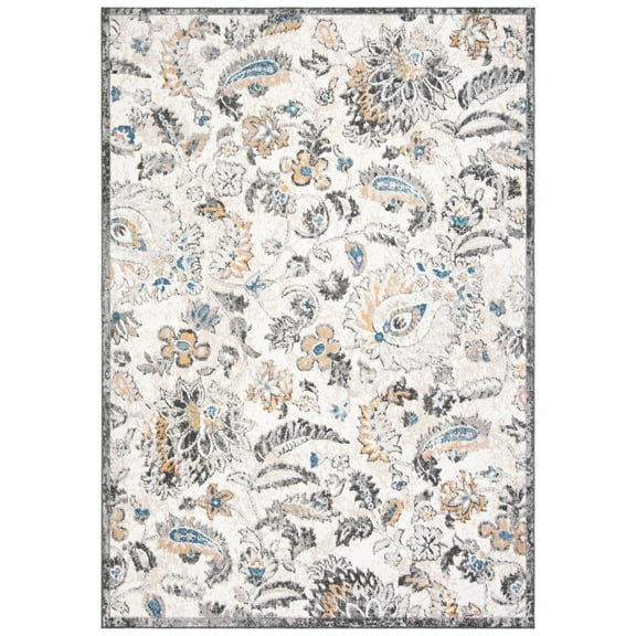 SAFAVIEH Liberty Deforrest Floral Paisley Polyester Area Rug, Dark Grey/Ivory, 5'3" x 7'7"