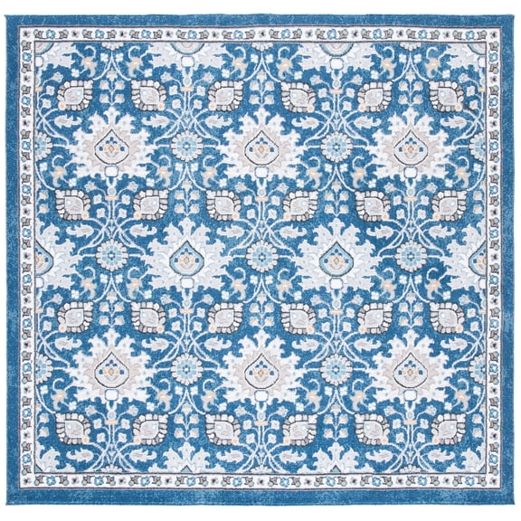 SAFAVIEH Liberty Kalya Floral Polyester Area Rug, Dark Blue/Ivory, 6'7" x 6'7" Square