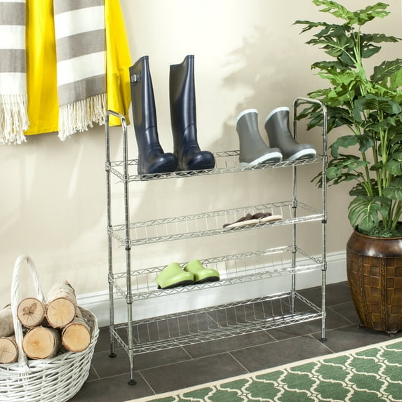 SAFAVIEH Lidia Chrome Wire Adjustable Shoe Rack Chrome