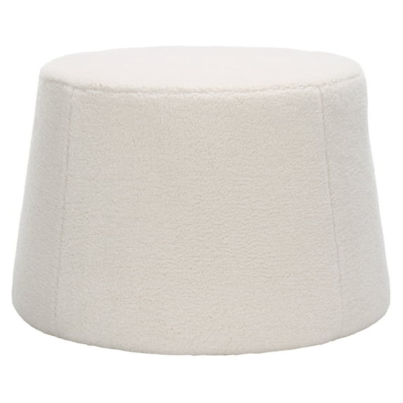SAFAVIEH Liesel Transitional Sherpa Ottoman, Ivory