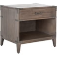 thumbnail image 1 of SAFAVIEH Light Brown Shelf Fully Assembled Couture Home Collection Nisha 1-Drawer Wood Nightstand, 1 of 14