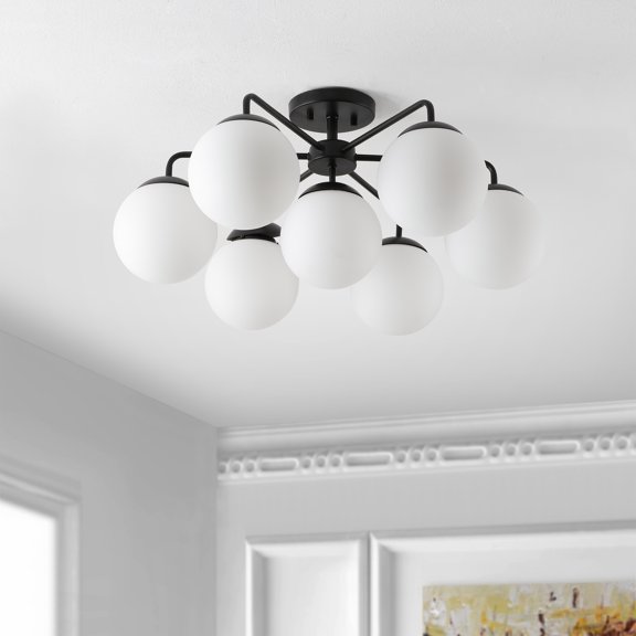 Safavieh 12.25" Camdyn Modern Iron Flush Mount Lights, Black