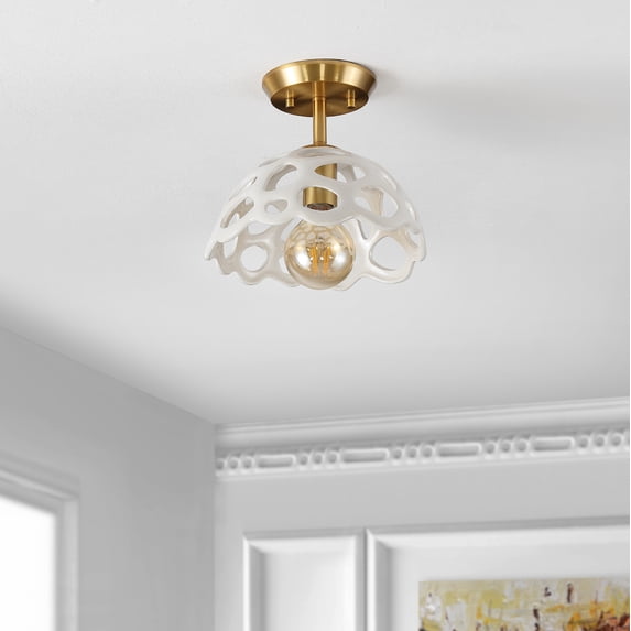 Safavieh 8.25" Eldrid Mid-Century Iron Flush Mount Lights, White