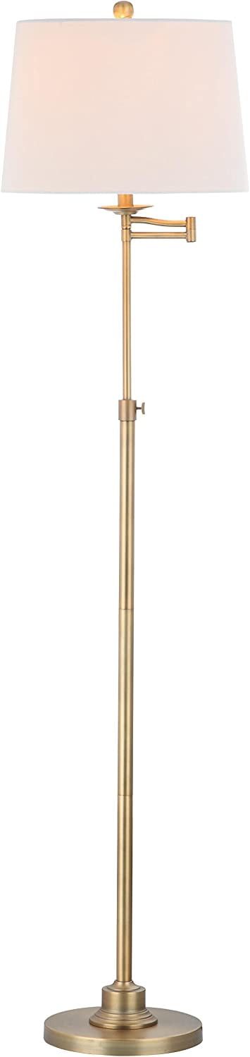 Nadia Gold Adjustable Floor Lamp with White Cotton Shade
