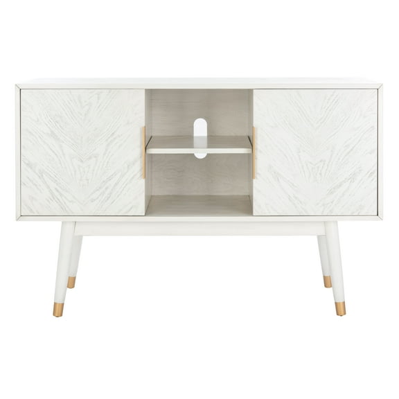SAFAVIEH Ligia Contemporary White Washed Media Console (51.1 in. W x 15.8 in. D x 29.3 in. H)