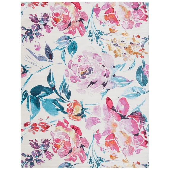 SAFAVIEH Lillian Agatha Floral Area Rug, Ivory/Rose, 9' x 12'