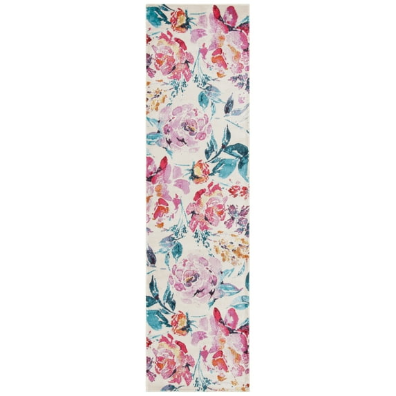 SAFAVIEH Lillian Agatha Floral Runner Rug, Ivory/Rose, 2'2" x 8'