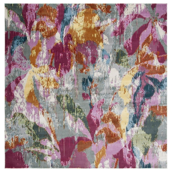 SAFAVIEH Lillian Beryl Abstract Area Rug, Grey/Pink, 6'7" x 6'7" Square