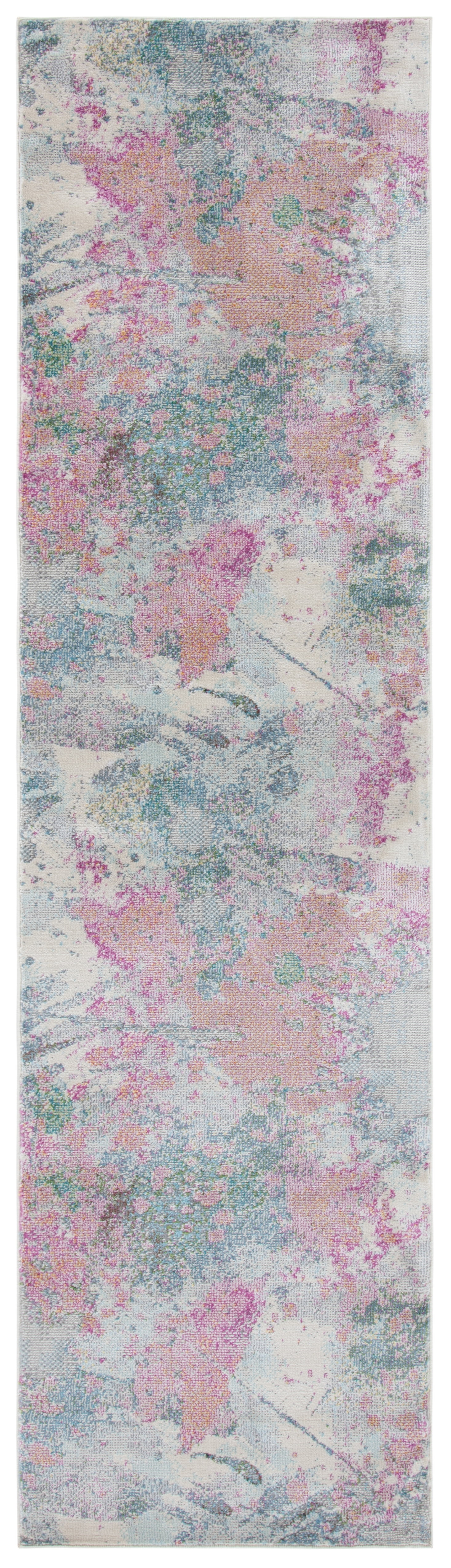 Ivory Abstract 26'' Synthetic Easy-Care Stain-Resistant Runner